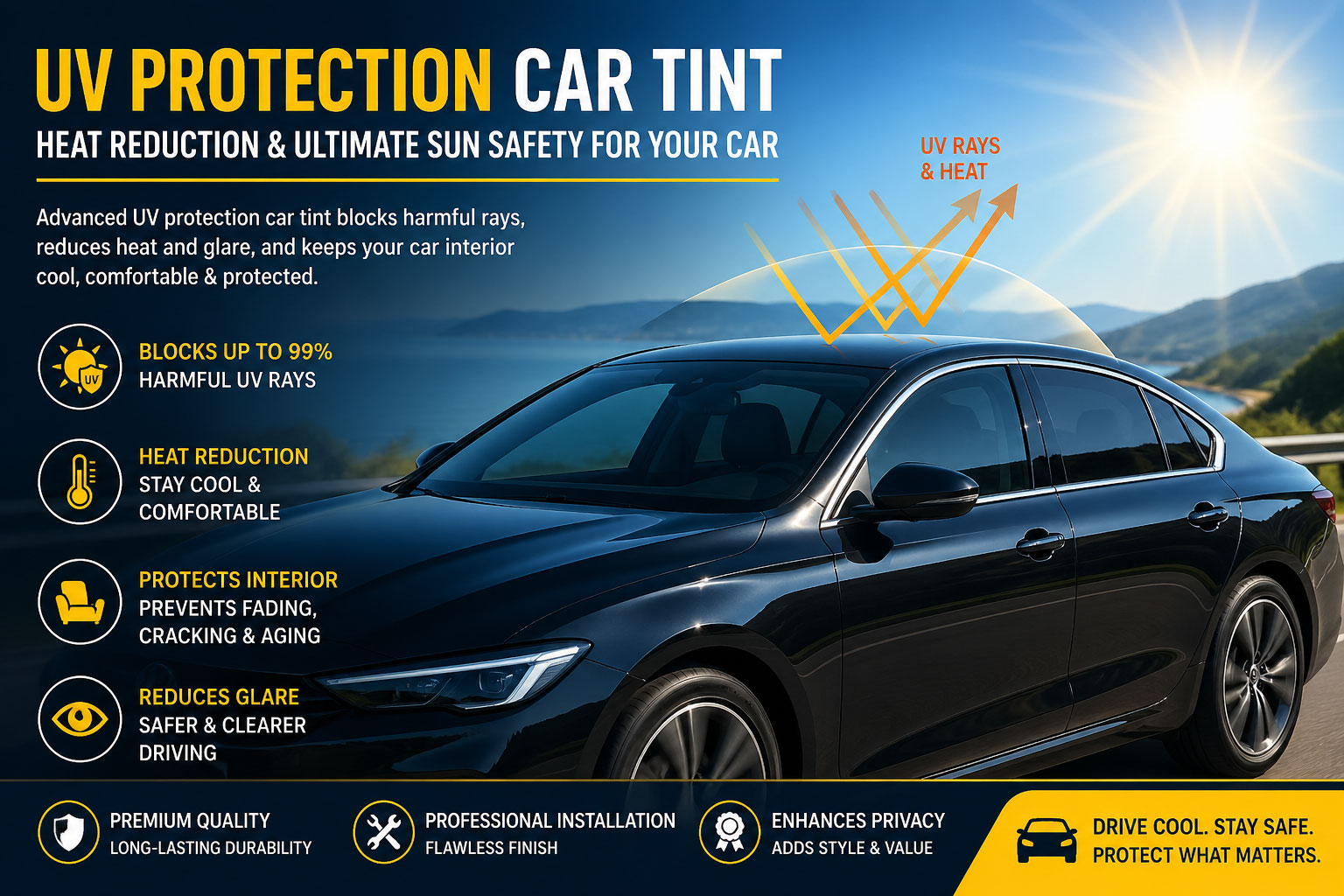 UV Protection Car Tint | Heat Reduction & Ultimate Sun Safety for Your Car